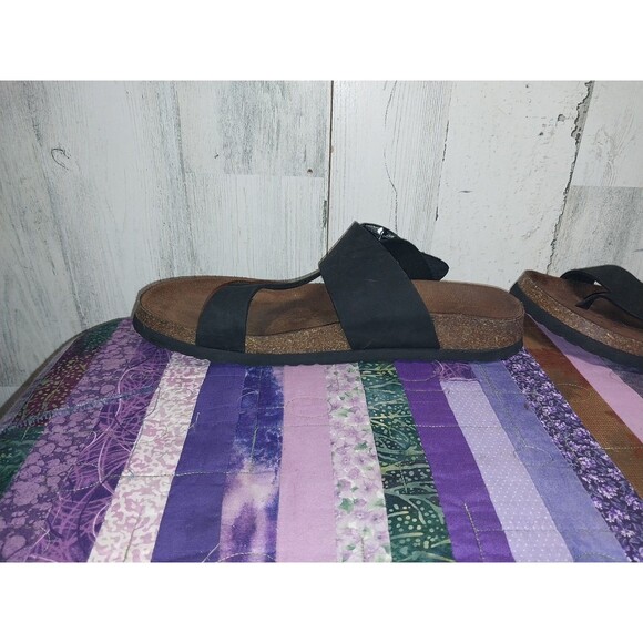 White Mountain Harley Footbed Sandals Black Leather Nubuck womens 9m - Picture 8 of 13